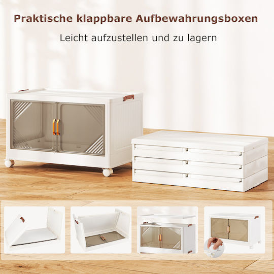 Costway Plastic Storage Box with Wheels and Lid Transparent 65x39x36cm 1pcs