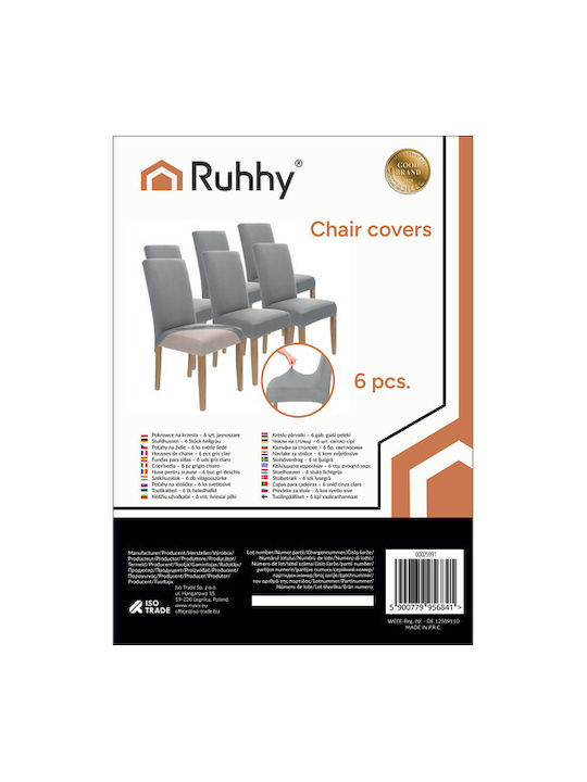 Ruhhy Elastic Cover for Chair Gray 65x40cm 6pcs