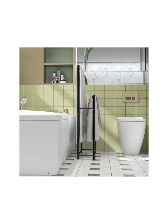 HomCom Double Wall-Mounted Bathroom Rail ​66x20cm Black