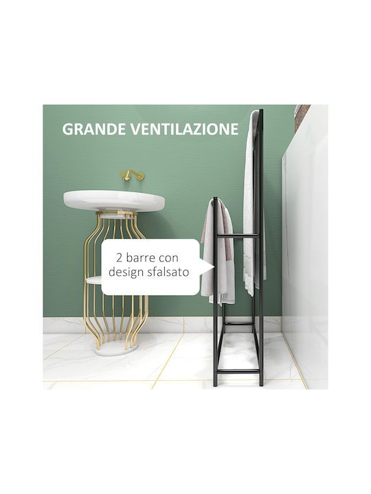 HomCom Double Wall-Mounted Bathroom Rail ​66x20cm Black