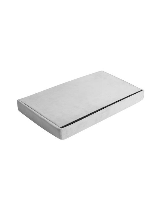 Collapsible Bench Stool With Storage Space Upholstered In Gray Velvet 30x30x60cm