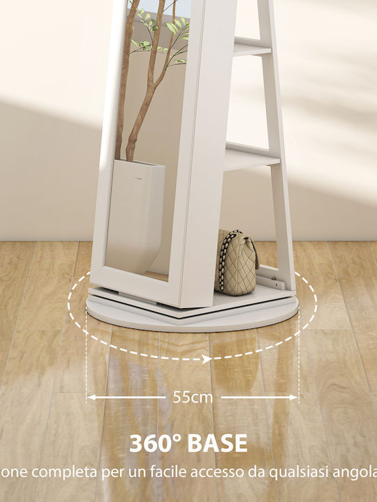 HomCom Καθρέπτης με Λευκό Ξύλινο Πλαίσιο 161x55cm