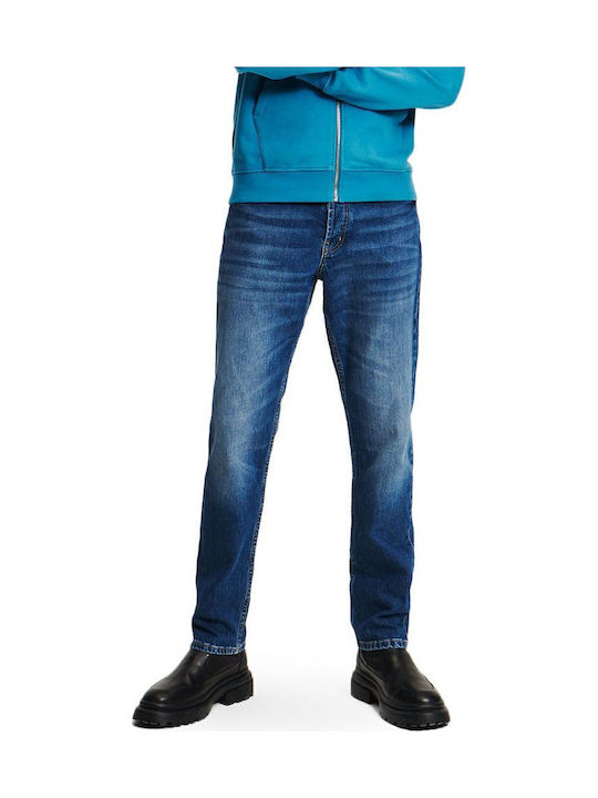 Ανδρικό Παντελόνι Τζιν με Slim Tapered Εφαρμογή Μπλε