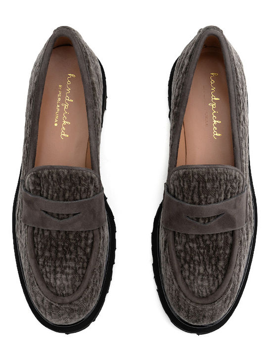 Δερμάτινα Γυναικεία Loafers σε Γκρι Χρώμα