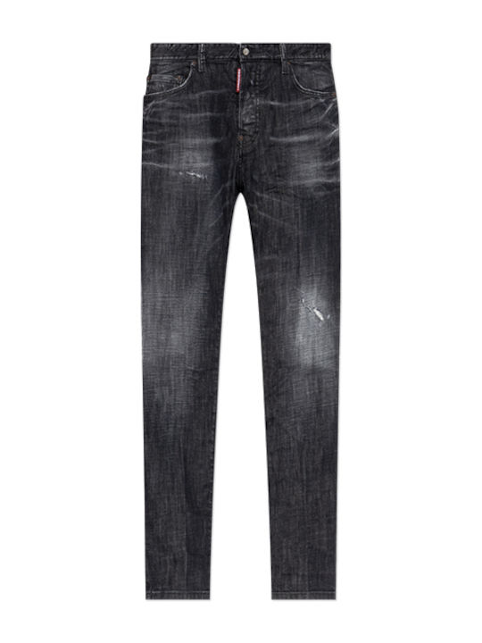 Skater Men's Jeans Pants Elastic with Slim Fit Black