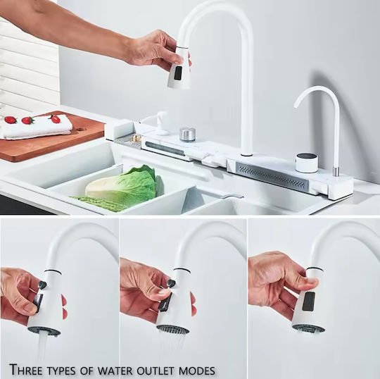 Naron Vessel Sink Inox with Faucet W75xD46cm White
