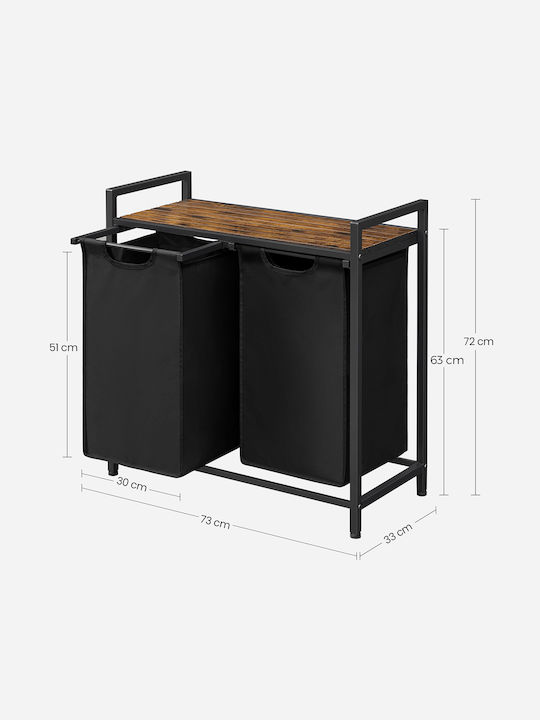 Vasagle Coș De Rufe Metalic 46lt 73x33x72cm Negru