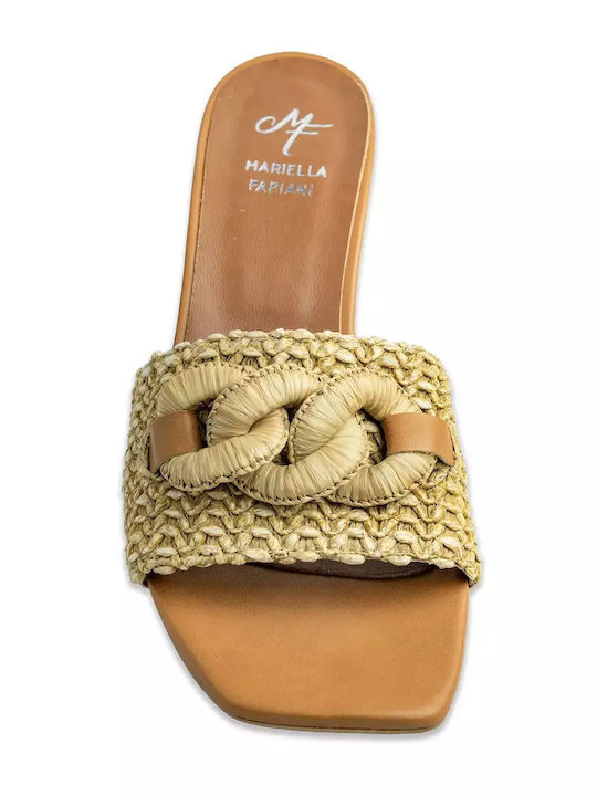 Mules with Heel in Tabac Brown Color
