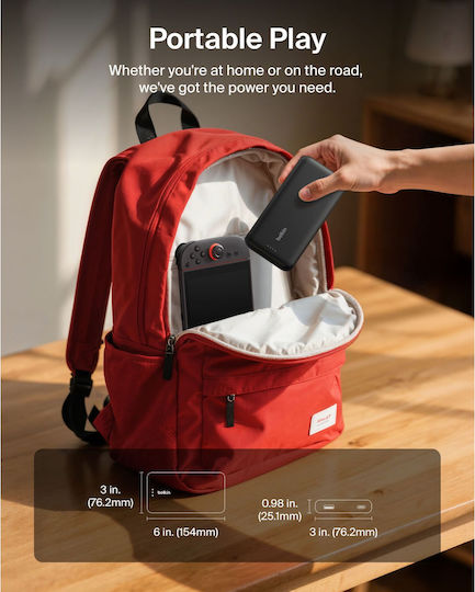 Belkin 20K (30W) for Nintendo Switch 2 Power Bank 20000mAh 30W με Θύρα USB-A και Θύρα USB-C Power Delivery Μαύρο
