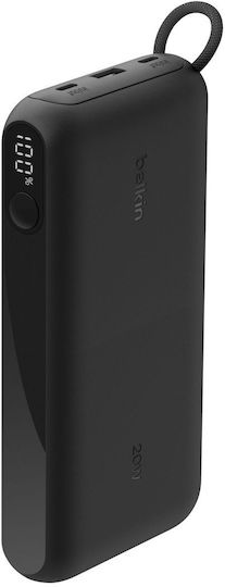 Belkin 20K with Display Power Bank 20000mAh 20W με Θύρα USB-A και 2 Θύρες USB-C Power Delivery Μαύρο