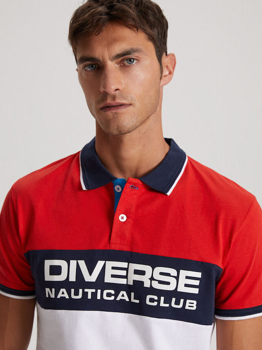 Diverse Polo Bluza Tricou Cu Mânecă Scurtă Bay Alb-Roșu