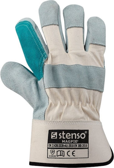 Cerva Gloves for Work Green Leather-Cotton 1pcs