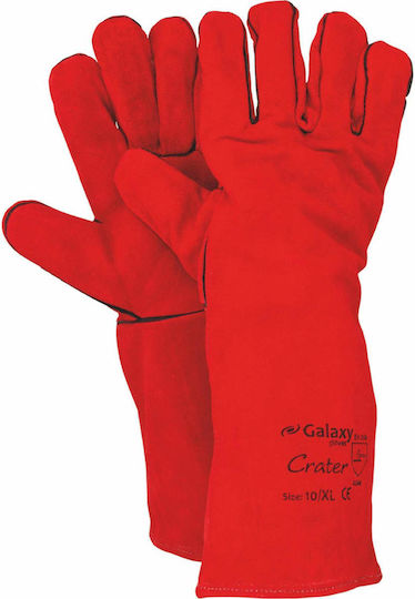 Galaxy Safety Solutions Crater Γάντια Εργασίας Ηλεκτροσυγκολλητή Κόκκινα Δερμάτινα