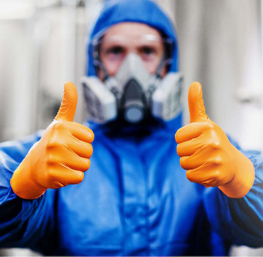 AMiO Gloves for Work Disposable Orange Nitrile 50pcs