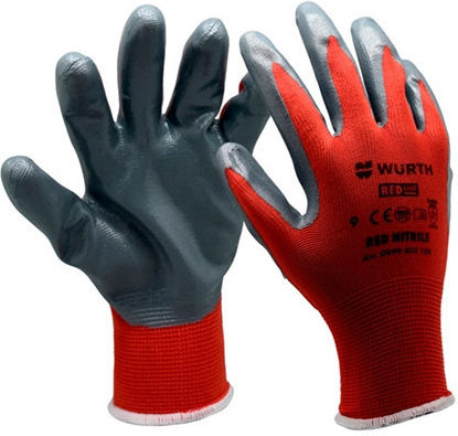 Wurth Multifit Gloves for Work Red Nitrile/Polyester 1pcs