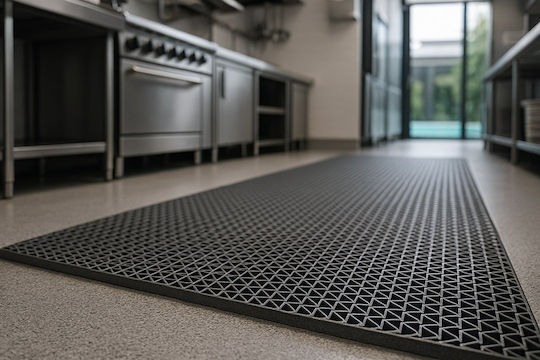 Newplan Пластмасово Подово PVC Zigzag Мат Сиво 5мм в Часовник с Ширина 1.2м Цена на Квадратен Метър