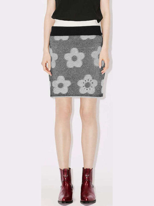 Flower Hohe Taille Mini Polka Dot Schwarze Damenröcke