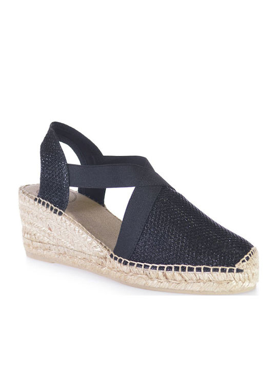 Women's Fabric Platform Espadrilles Black
