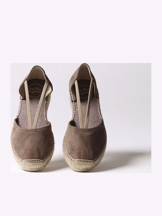 Suede Γυναικείες Εσπαντρίγιες σε Καφέ Χρώμα