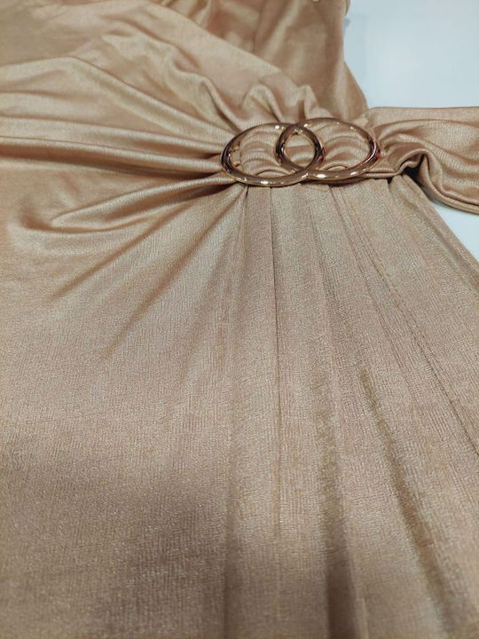 Sommer Midi Abendkleid Wickel Gold