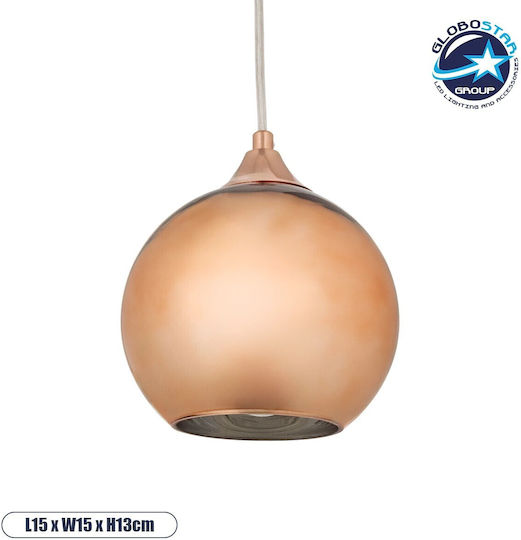GloboStar Candela Copper Ball Pendant Ceiling Light with E27 Socket 15x15x13cm