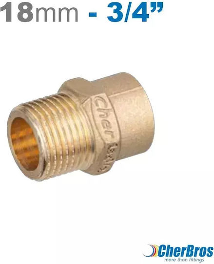 Cherbros Male Pneumatic Fitting Brass 3/4" 18mm 0910180607