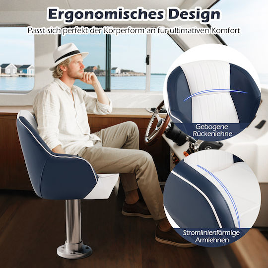 Costway Comfortable Boat Chair Waterproof PVC Leather 59x55x51 Cm Np12447bl