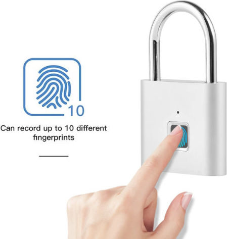 Padlock Brass With Fingerprint Black 1pcs