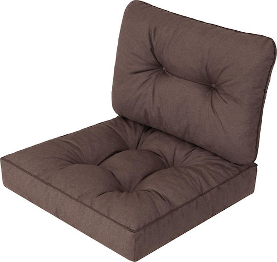 Waterproof Garden Chair Cushion with Backrest Brown