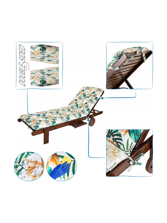 Garden Chair Cushion with Backrest White Flowers