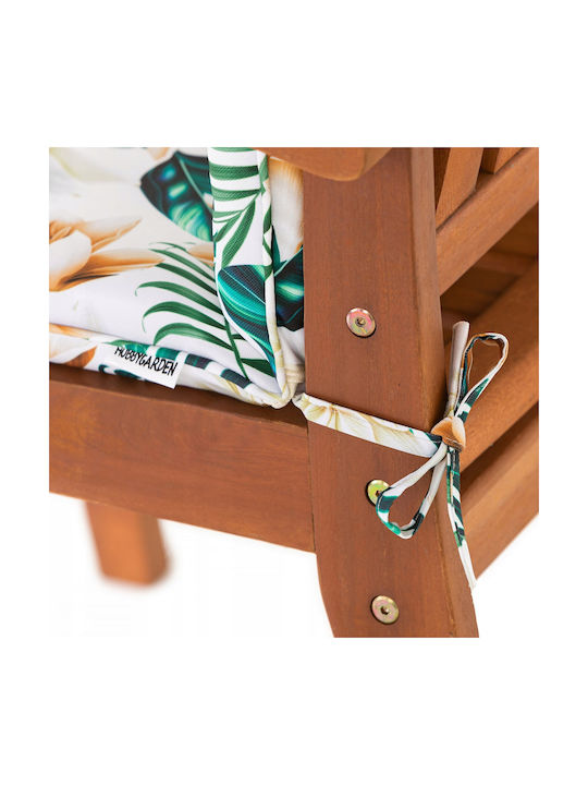 Garden Chair Cushion with Backrest White Flowers