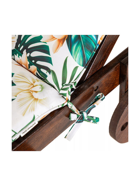 Garden Chair Cushion with Backrest White Flowers