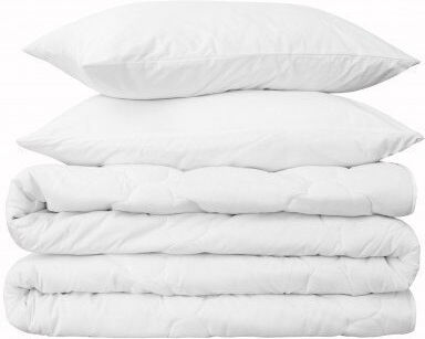Kotonia Home Husă de pătură Set de fețe de pernă cu Umplutură Microfiber Dublu 200x220cm Alb 3buc 300 g/mp²Gsm