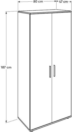 Doppeltür Kleiderschrank 80x47x187cm