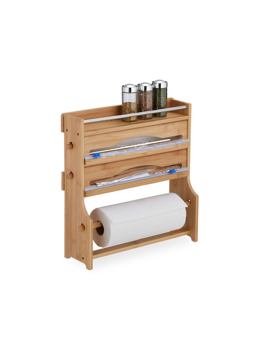Relaxdays Suport Pentru Prosoape De Hârtie Montat Pe Perete Din Lemn Bej 40x11.5cm 10046719