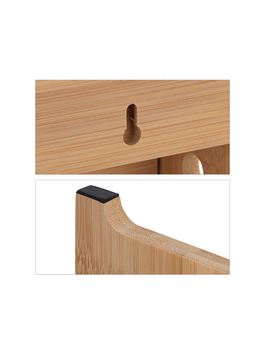 Relaxdays Suport Pentru Prosoape De Hârtie Montat Pe Perete Din Lemn Bej 40x11.5cm 10046719