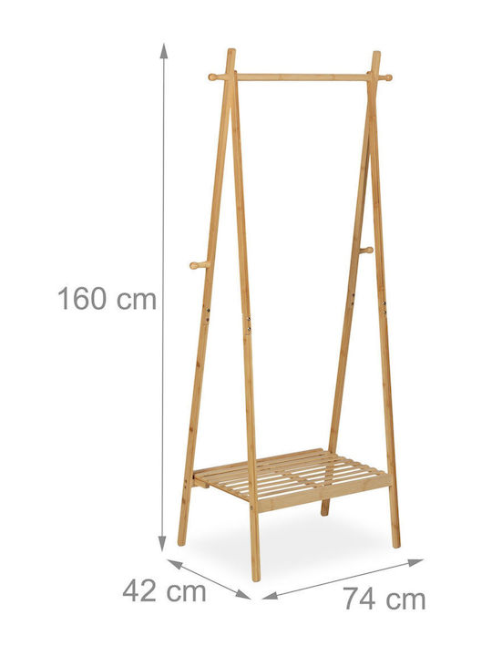 Relaxdays Cuier de podea din Bambus Bej 160x74cm