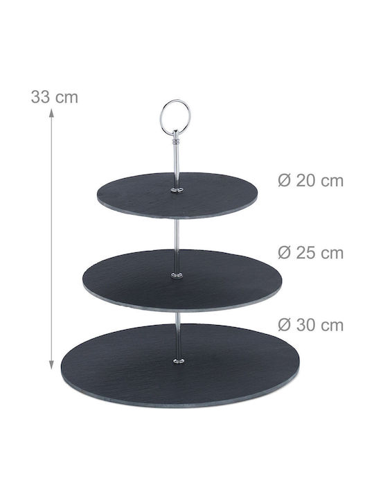 Relaxdays Etajeră 3 niveluri Neagră Ø33xY30cm L20xl25xH30cm 1buc
