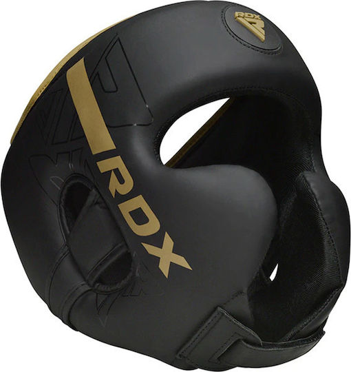 RDX Adult Open Face Boxing Headgear Leather Gold