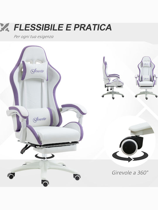Vinsetto 921-618V02WT Геймърски стол с подлакътник Бял