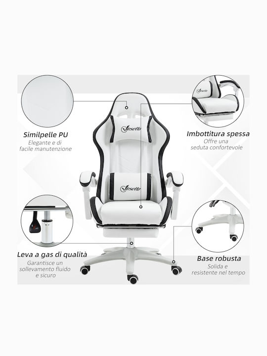 Vinsetto 921-618V01WT Gaming Chair with Footrest White