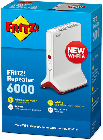 AVM Fritz!Repeater 6000 Mesh WiFi Extender Tri Band (2.4 & 5 & 5GHz) 2400Mbps