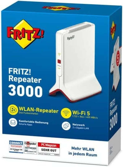 AVM Fritz!Repeater 3000 AX Mesh WiFi Удължител Трибандов (2.4 и 5 и 5GHz) 3000Mbps с 2 Gigabit Ethernet