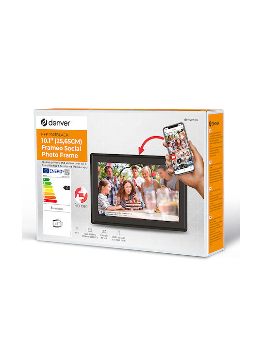 Denver PFF-1021 Digital Photo Frame with Touch Screen 10.1" Resolution 1280x800 with WiFi Black 119101040190