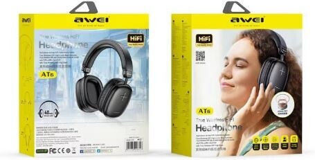 Awei AT6 Wireless / Wired Over Ear Headphones with 18 hours of Operation and Quick Charge Black