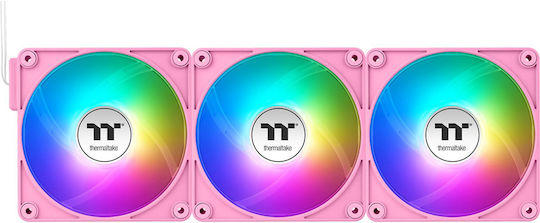 Thermaltake CT120 EX Обратен Перка Вентилатор за Кутия (2000rpm / 65.82cfm) с ARGB Осветление и Свързване 3-Pin / 4-изводна ШИМ 3 бр Розови