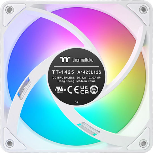 Thermaltake CT140 EX Reverse Blade Case Fan (1800rpm / 94.95cfm) με ARGB Φωτισμό και Σύνδεση 3-Pin / 4-Pin PWM 3τμχ Λευκό