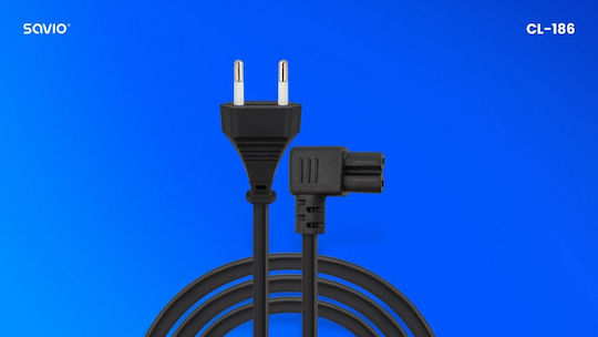 Savio Power Cord 2pin C7 Angled 5m Cl-186