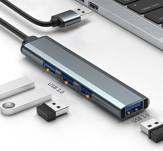 Qoltec USB-Hub 3 Anschlüsse USB 3.0 mit USB-A Anschluss Grau