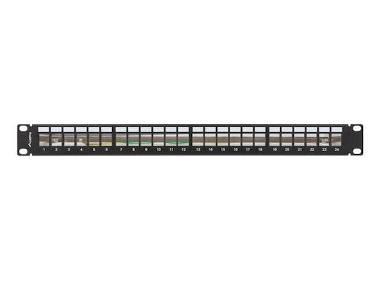 Lanberg Patchpanel Leer 24 Ports 1HE 19 Zoll FTP Keystone-Module Schwarz